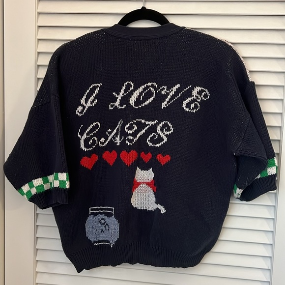 Vintage Faith Mountain “I Love Cats” Cardigan Sweater - Large - Picture 8 of 10